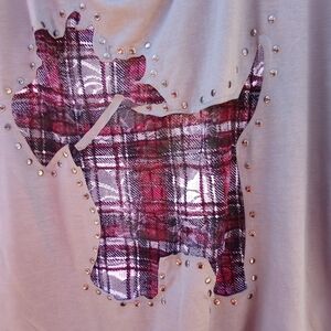 Women's Scotty Dog Gray & Red Black & White Plaid Top Size XL